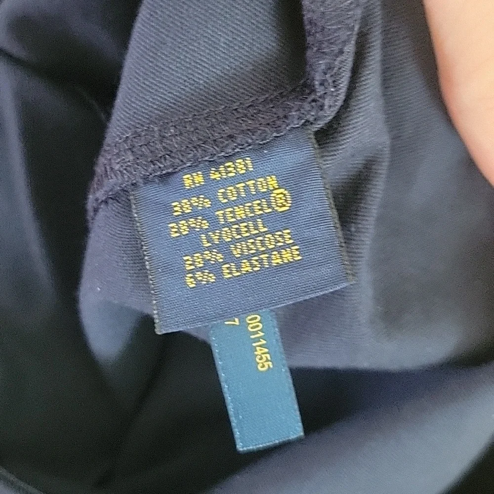 Polo Ralph Lauren Navy Stretch Pull On Style Dress Pant Zip Ankle‎ 8
